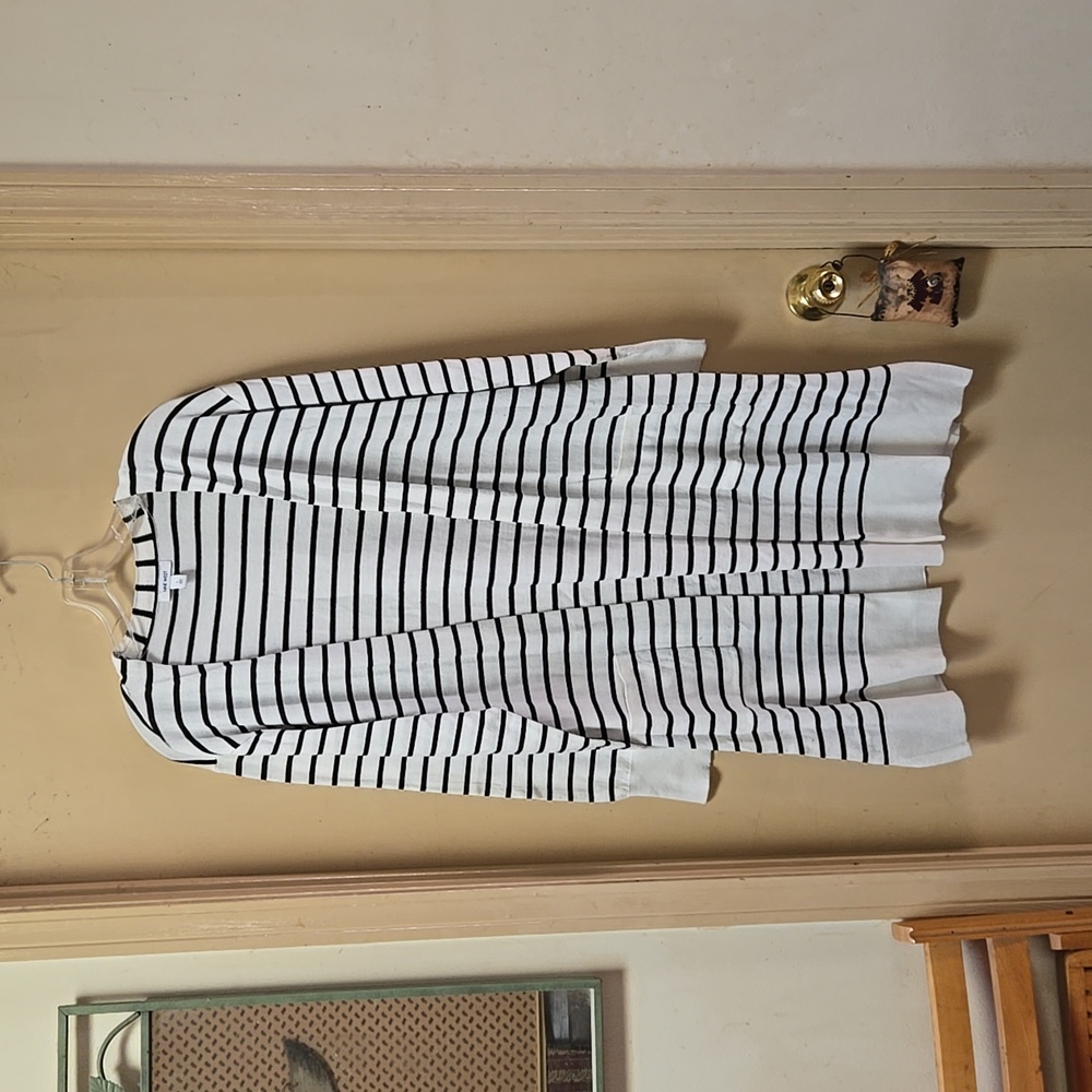 Nine West l/s  open front navy striped dropped slv Cardigan